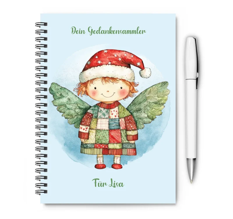Personalisierter Collegeblock - Weihnachtsengel 3 - Notizheft - Hausaufgabenheft