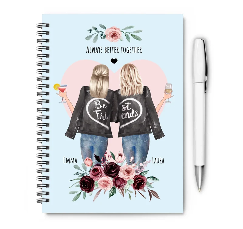 Personalisierter Collegeblock / Notizblock 2 beste Freundinnen Geschenk, Geburtstag Geschenkidee -Always better together
