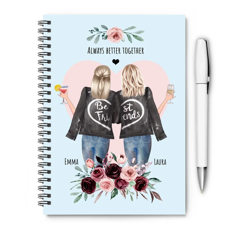 Personalisierter Collegeblock / Notizblock 2 beste Freundinnen Geschenk, Geburtstag Geschenkidee -Always better together