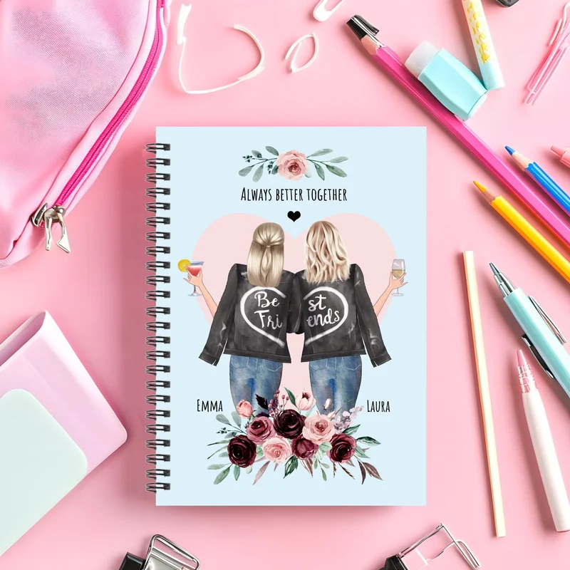 Personalisierter Collegeblock / Notizblock 2 beste Freundinnen Geschenk, Geburtstag Geschenkidee -Always better together