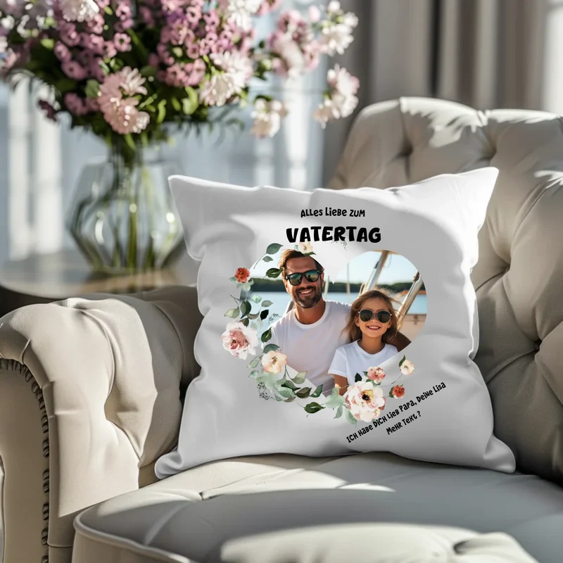 Personalisiertes Vatertagsgeschenk Fotokissen mit eigenem Bild | Auch als Muttertagsgeschenk & Weihnachtsgeschenk