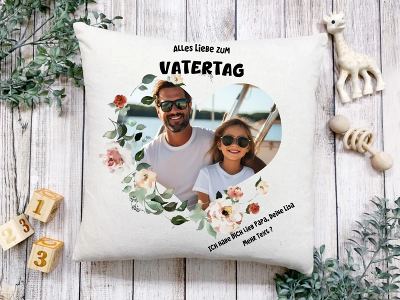 Personalisiertes Vatertagsgeschenk Fotokissen mit eigenem Bild | Auch als Muttertagsgeschenk & Weihnachtsgeschenk