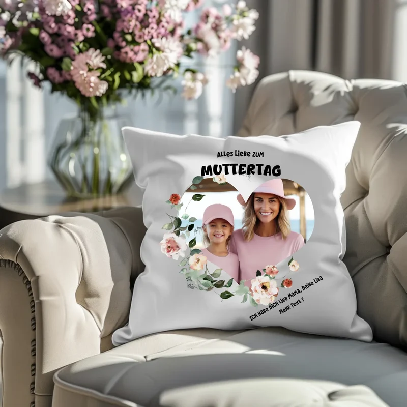 Personalisiertes Geschenk für Mama - Fotokissen mit eigenem Bild - Geburtstagsgeschenk, Muttertagsgeschenk & Weihnachtsgeschenk