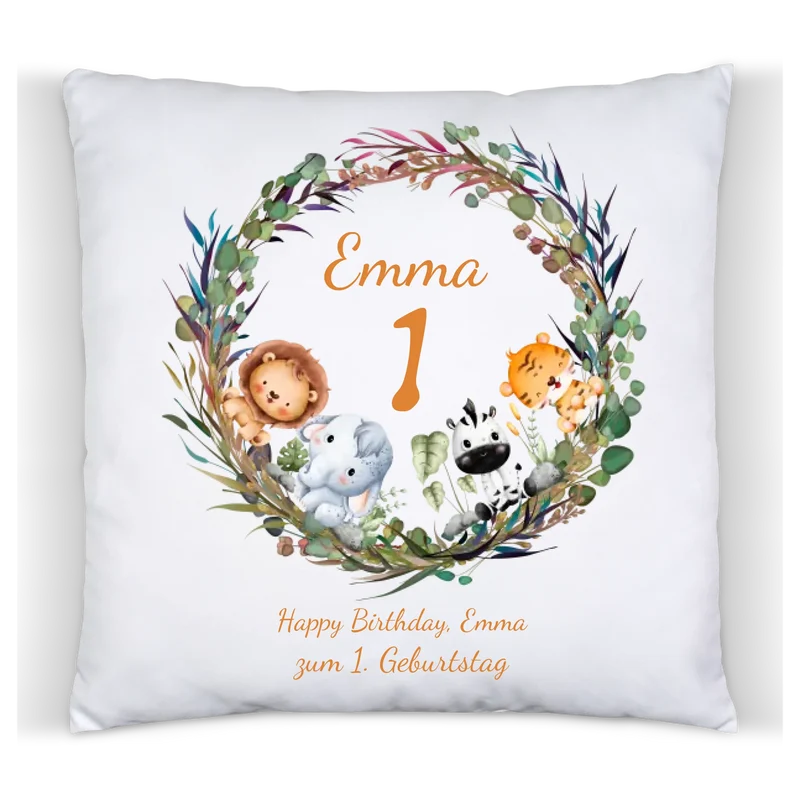 1. Geburtstag Geschenk kuscheliges Kissen mit Name