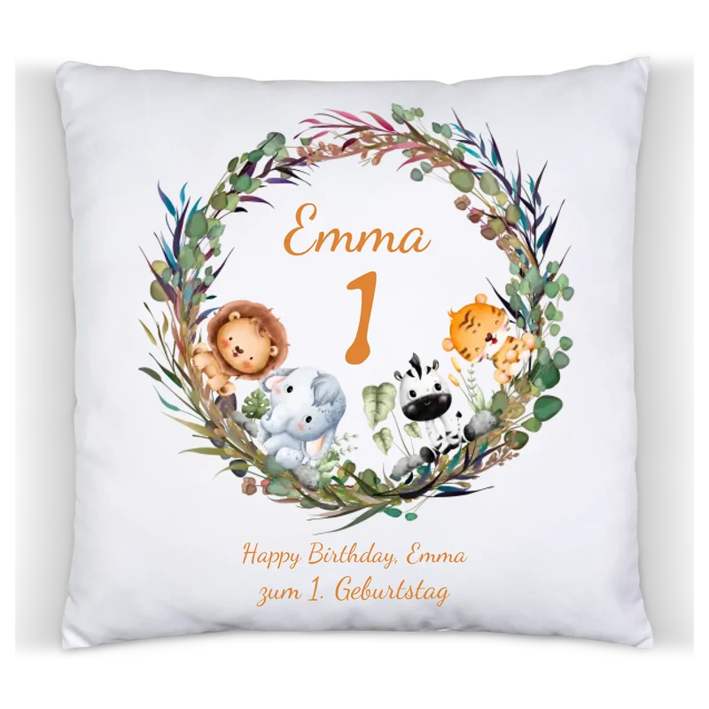 1. Geburtstag Geschenk kuscheliges Kissen mit Name