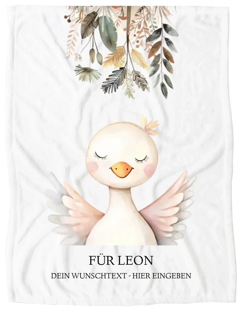 Personalisiertes Kinderdecke mit Namen Mädchen / Junge Bauernhoftiere- Kuscheldecke