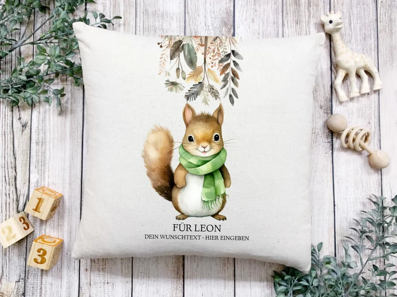 Personalisiertes Kinderdecke Eichhörnchen mit Namen - Kuscheldecke