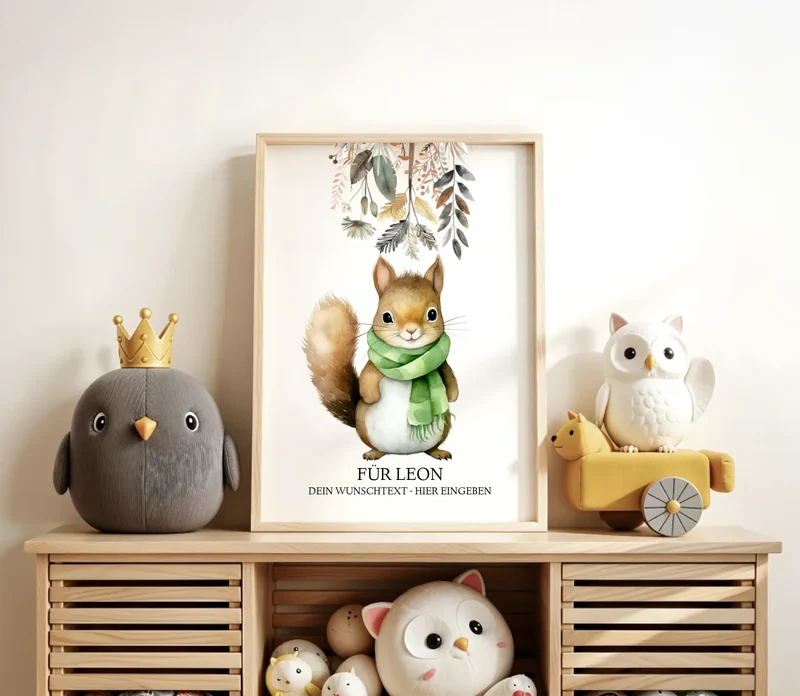 Personalisiertes Kinderdecke Eichhörnchen mit Namen - Kuscheldecke