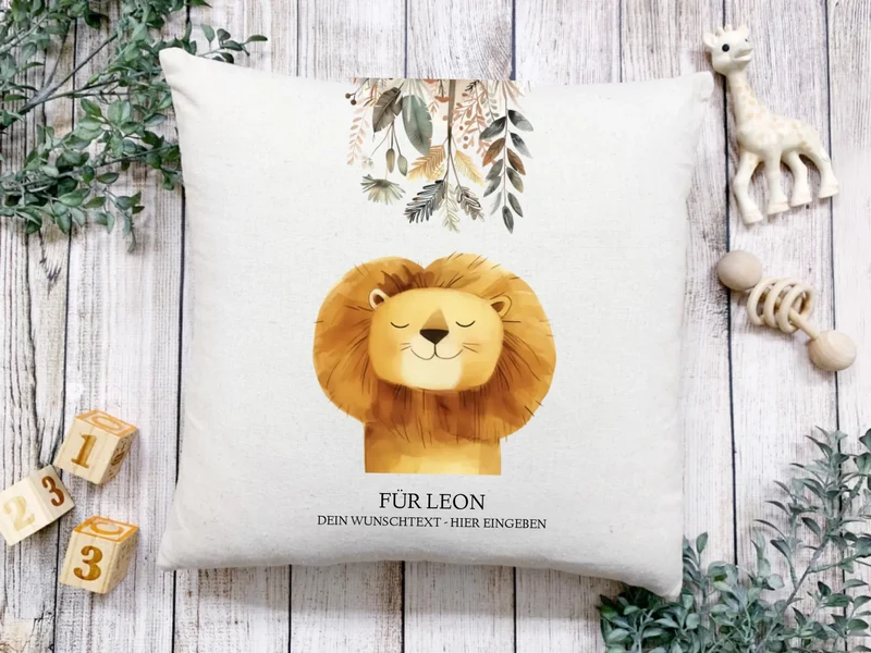Personalisiertes Kinderdecke Löwe mit Namen Mädchen / Junge Safari Tiere/Dschungeltiere