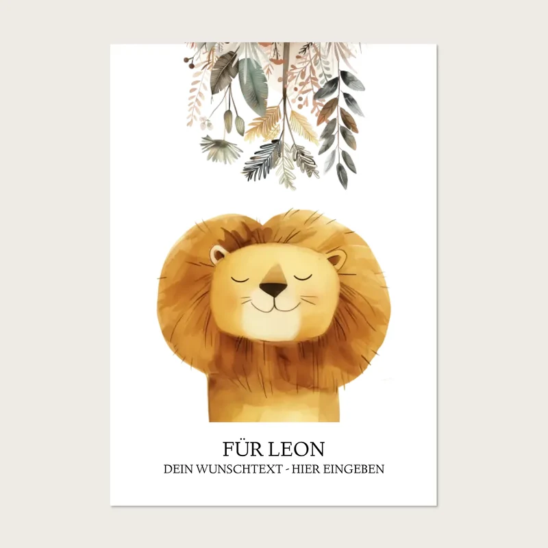 Personalisiertes Kinderdecke Löwe mit Namen Mädchen / Junge Safari Tiere/Dschungeltiere
