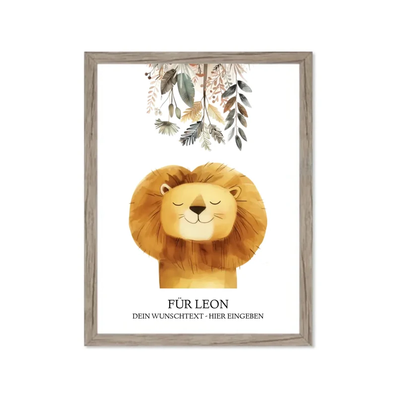 Personalisiertes Kinderdecke Löwe mit Namen Mädchen / Junge Safari Tiere/Dschungeltiere