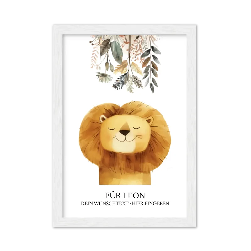Personalisiertes Kinderdecke Löwe mit Namen Mädchen / Junge Safari Tiere/Dschungeltiere