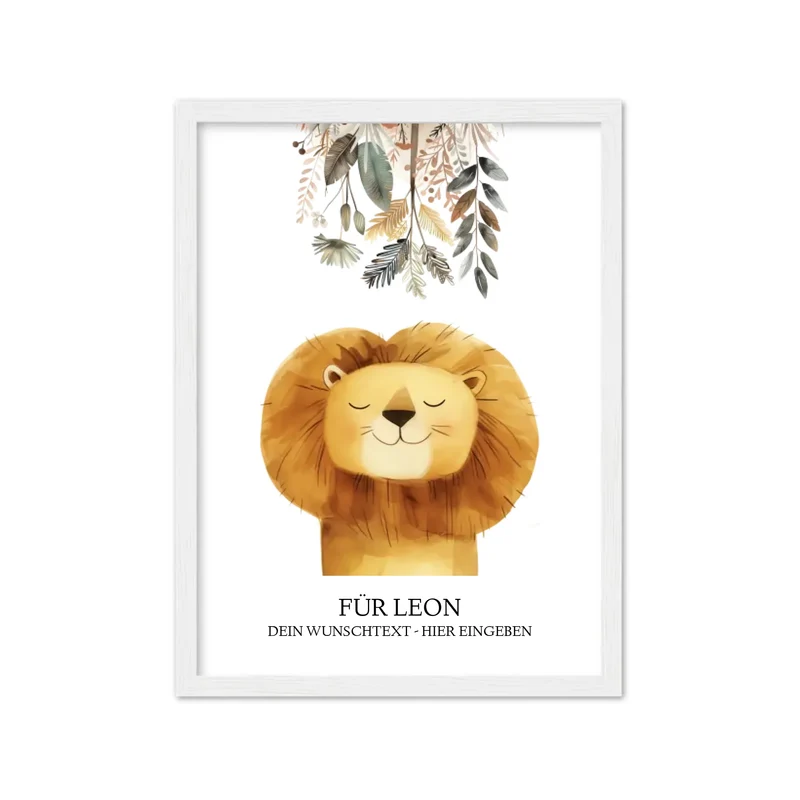 Personalisiertes Kinderdecke Löwe mit Namen Mädchen / Junge Safari Tiere/Dschungeltiere