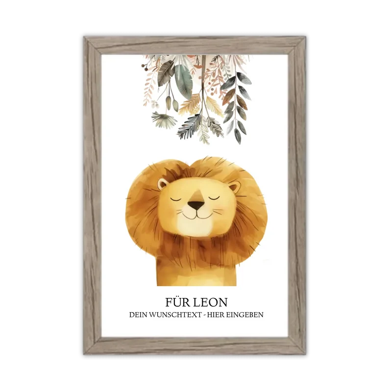 Personalisiertes Kinderdecke Löwe mit Namen Mädchen / Junge Safari Tiere/Dschungeltiere