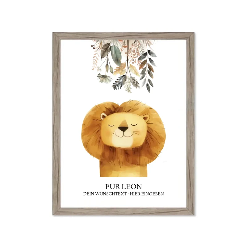 Personalisiertes Kinderdecke Löwe mit Namen Mädchen / Junge Safari Tiere/Dschungeltiere