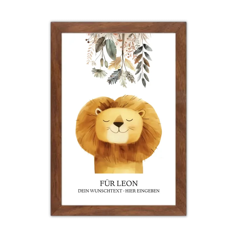Personalisiertes Kinderdecke Löwe mit Namen Mädchen / Junge Safari Tiere/Dschungeltiere