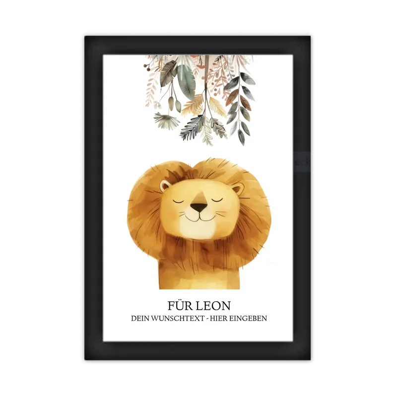 Personalisiertes Kinderdecke Löwe mit Namen Mädchen / Junge Safari Tiere/Dschungeltiere