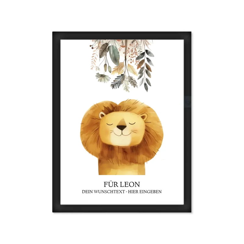 Personalisiertes Kinderdecke Löwe mit Namen Mädchen / Junge Safari Tiere/Dschungeltiere