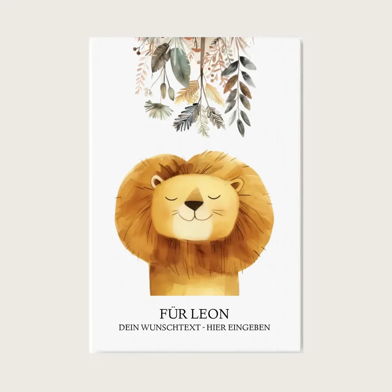 Personalisiertes Kinderdecke Löwe mit Namen Mädchen / Junge Safari Tiere/Dschungeltiere