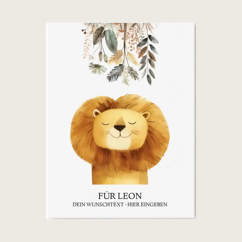 Personalisiertes Kinderdecke Löwe mit Namen Mädchen / Junge Safari Tiere/Dschungeltiere