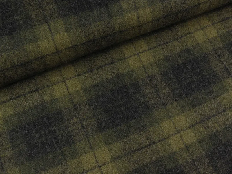 Reststück 26cm - Flanelltweed Eros oliv-dunkelgrau