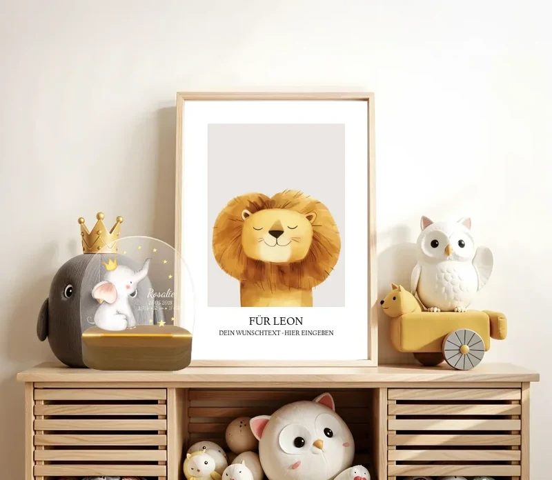 Personalisiertes Baby & Kinder LED Nachtlicht Elefant mit Geburtsdaten Geburtsgeschenk & Taufgeschenk Mädchen
