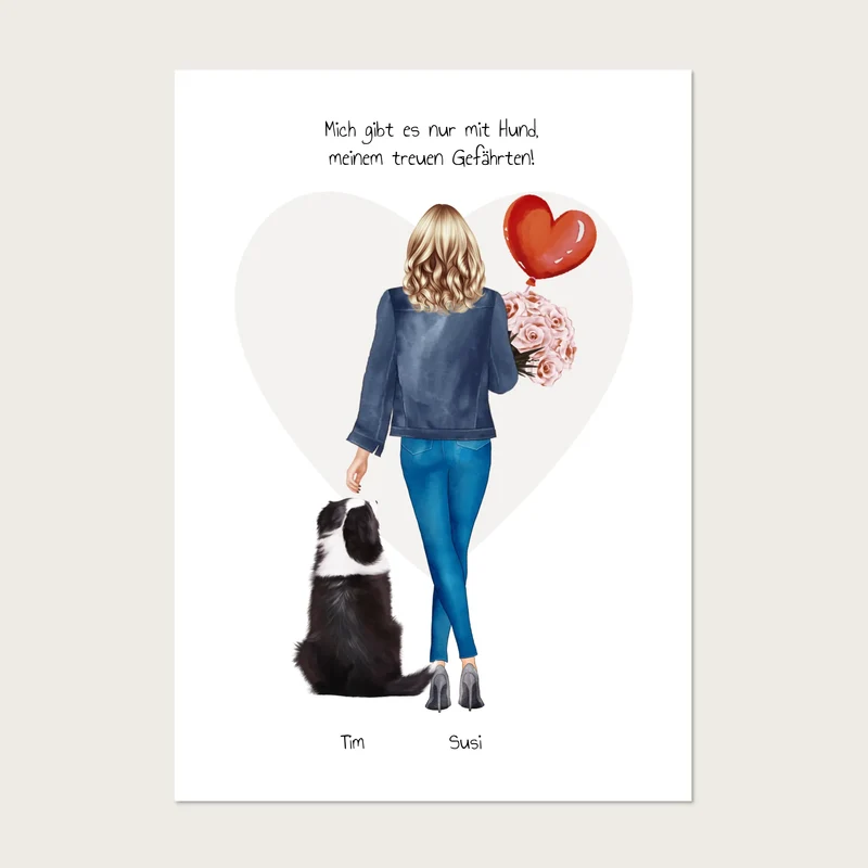 Hundebesitzerin Geschenk Hund Bild - Poster Hund personalisiert Geburtstag Geschenk Freundin / Mädchen / Frau