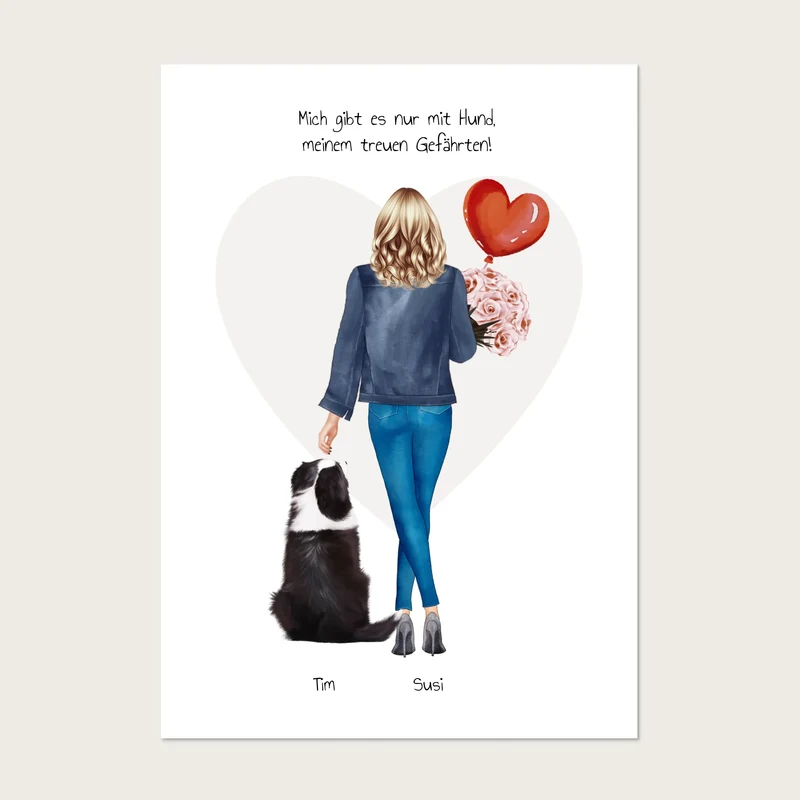 Hundebesitzerin Geschenk Hund Bild - Poster Hund personalisiert Geburtstag Geschenk Freundin / Mädchen / Frau