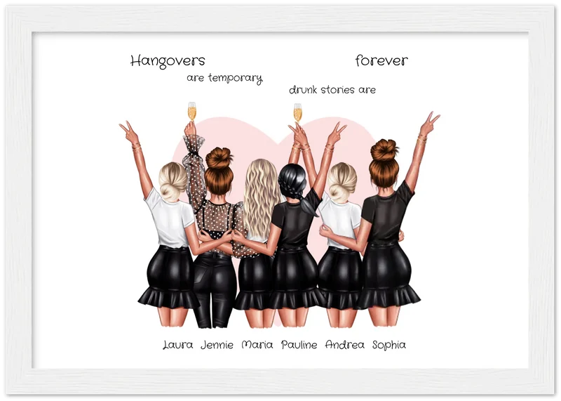 Geschenk beste Freundin Bild | Poster 6 beste Freundinnen Geschenk personalisiert | Geburtstagsgeschenk Schwester, Mama, Kollegin