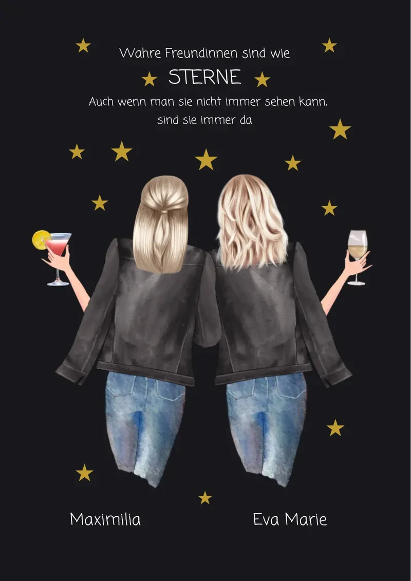 2 beste Freundinnen Bild | Poster Geschenk personalisiert | Geburtstag Schwester, Mama