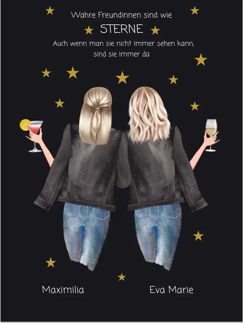 2 beste Freundinnen Bild | Poster Geschenk personalisiert | Geburtstag Schwester, Mama