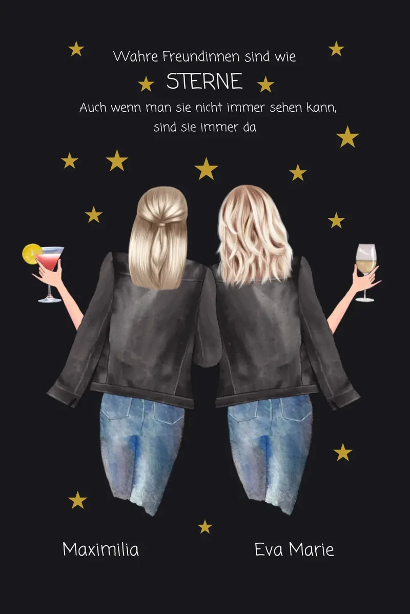 2 beste Freundinnen Bild | Poster Geschenk personalisiert | Geburtstag Schwester, Mama