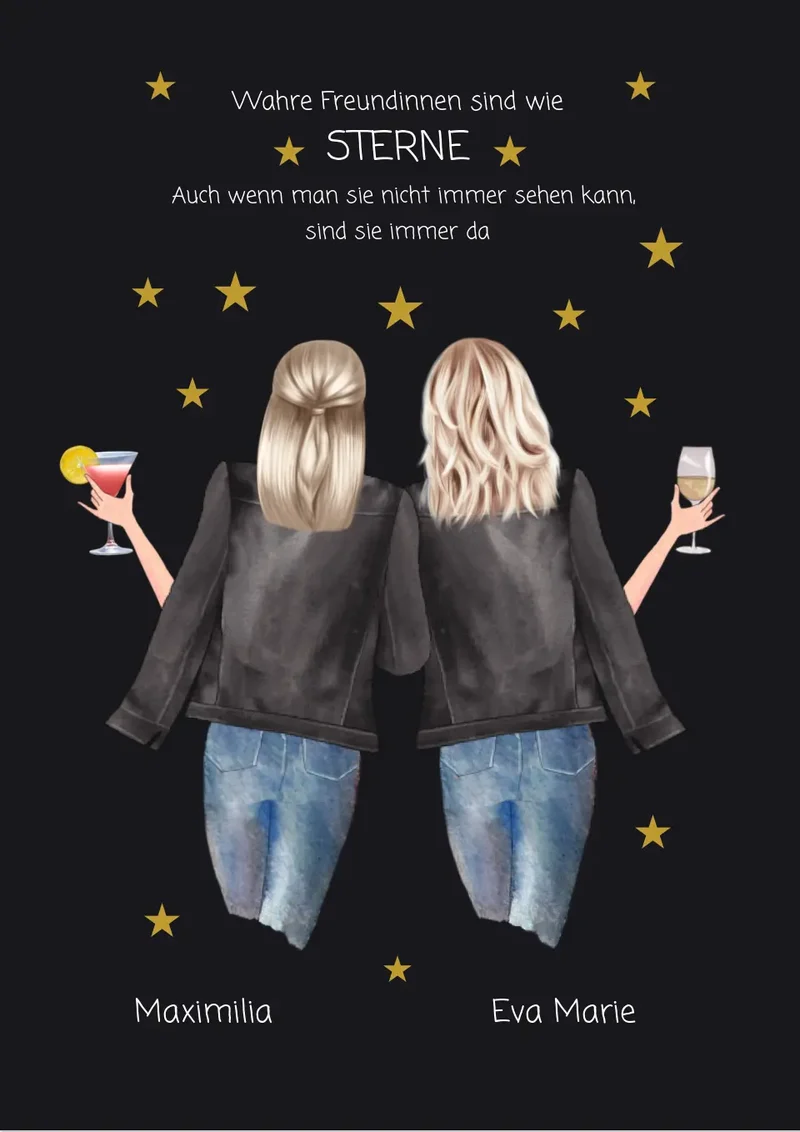 2 beste Freundinnen Bild | Poster Geschenk personalisiert | Geburtstag Schwester, Mama
