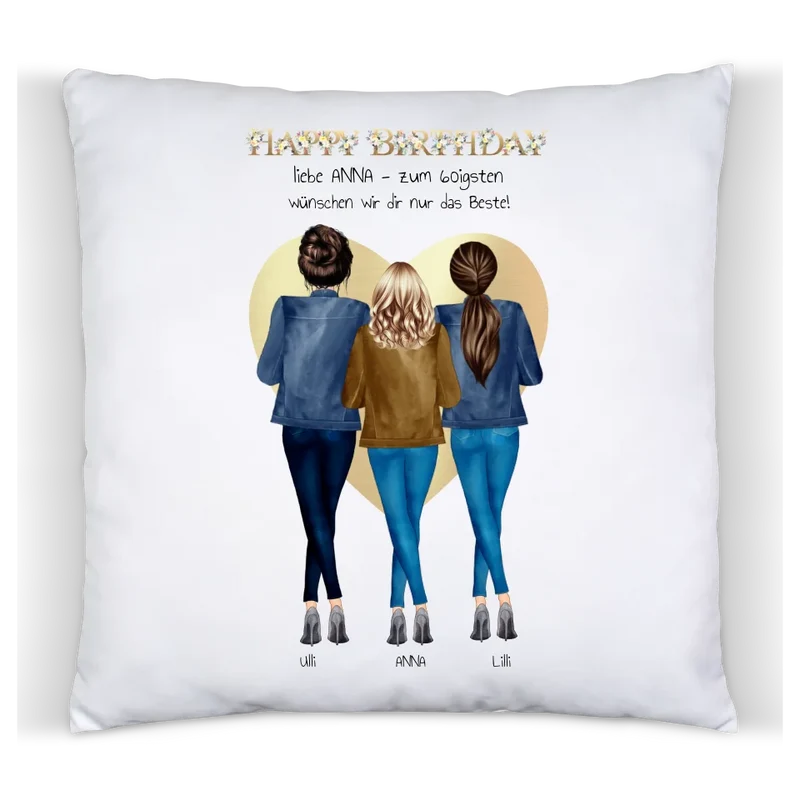 60 Geburtstag Geschenk Freundin personalisiertes Deko Kissen | Happy Birthday Geschenk Schwester | Kollegin | Mama