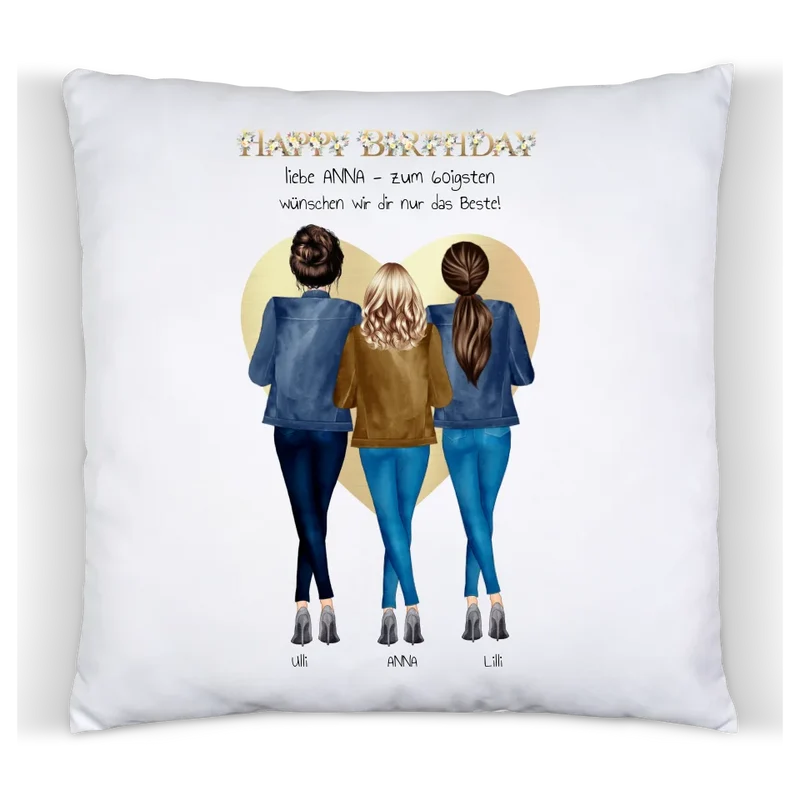 60 Geburtstag Geschenk Freundin personalisiertes Deko Kissen | Happy Birthday Geschenk Schwester | Kollegin | Mama