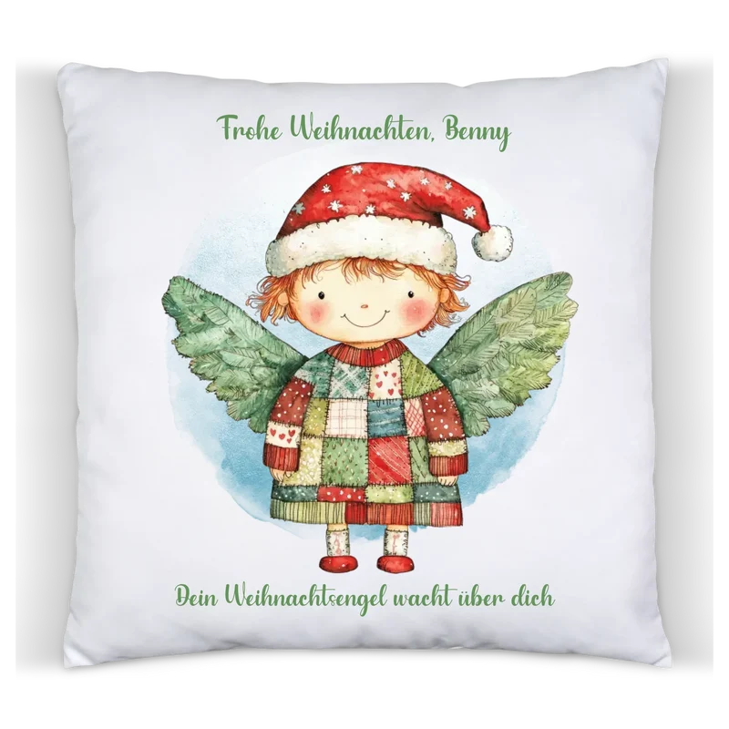 Weihnachtsgeschenk Deko Kissen - Weihnachtsengel Junge-Mädchen
