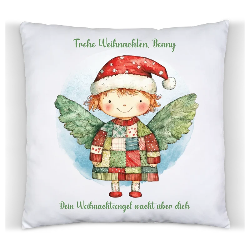 Weihnachtsgeschenk Deko Kissen - Weihnachtsengel Junge-Mädchen