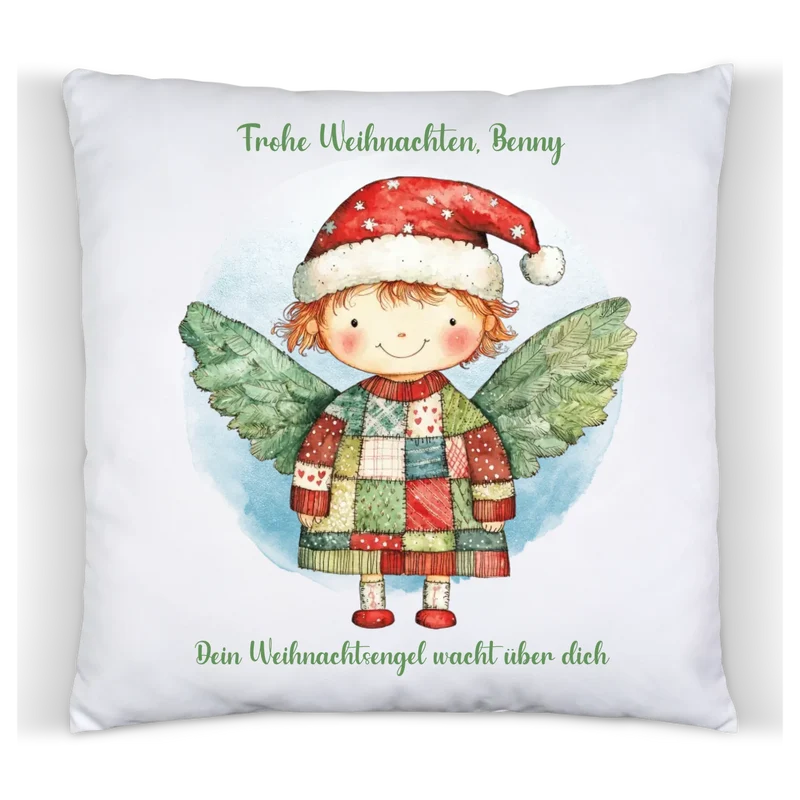 Weihnachtsgeschenk Deko Kissen - Weihnachtsengel Junge-Mädchen