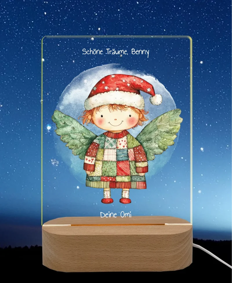 Personalisiertes LED Nachtlicht & Dekolicht für Kinder - Weihnachtsengel 2