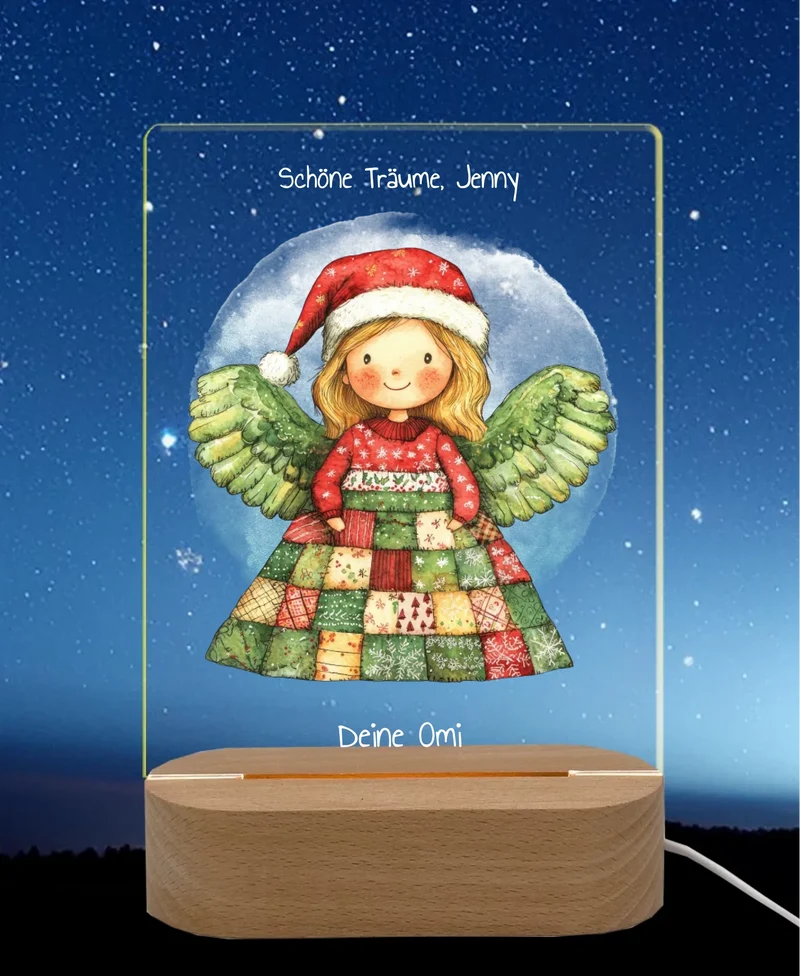Personalisiertes LED Nachtlicht & Dekolicht für Kinder - Weihnachtsengel