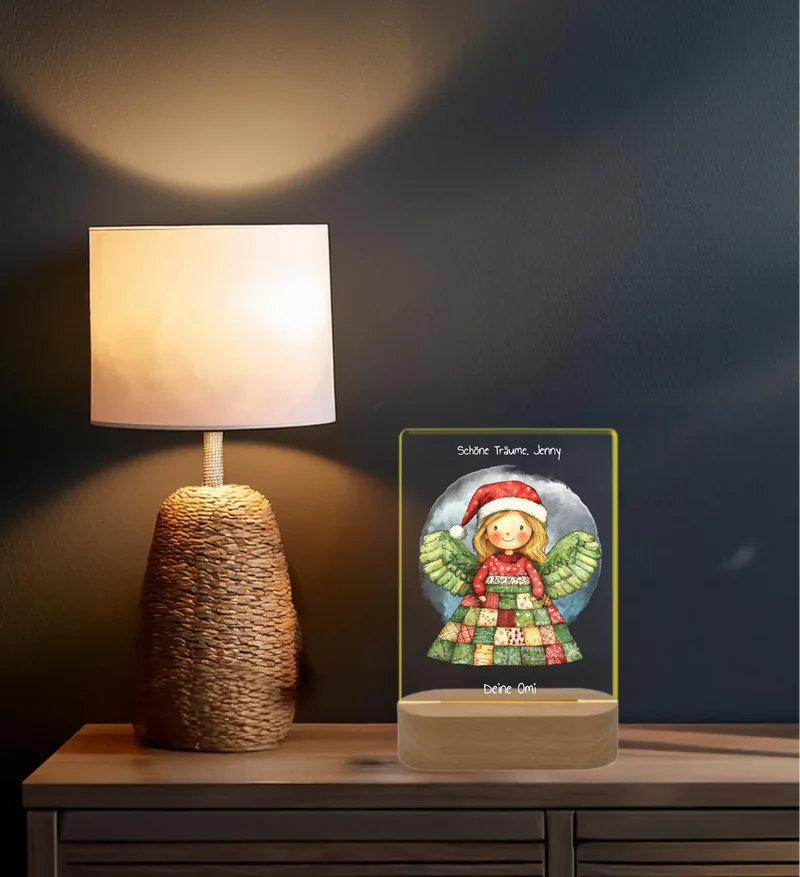 Personalisiertes LED Nachtlicht & Dekolicht für Kinder - Weihnachtsengel