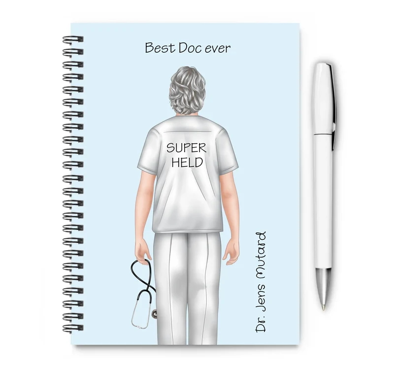 Personalisierter Collegeblock / Notizblock - Superheld Arzt, Krankenpfleger - Danke Geschenk