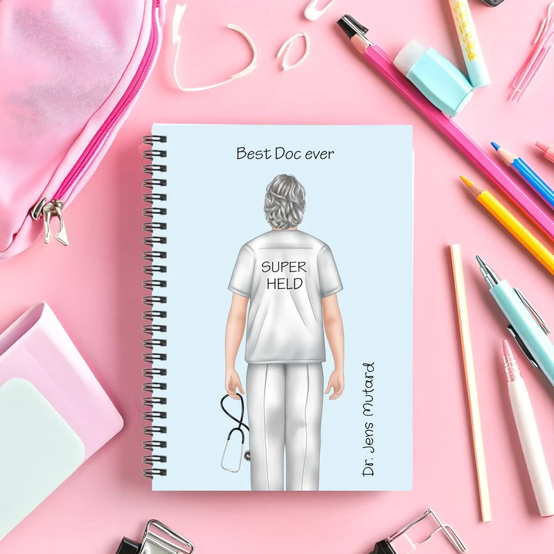 Personalisierter Collegeblock / Notizblock - Superheld Arzt, Krankenpfleger - Danke Geschenk