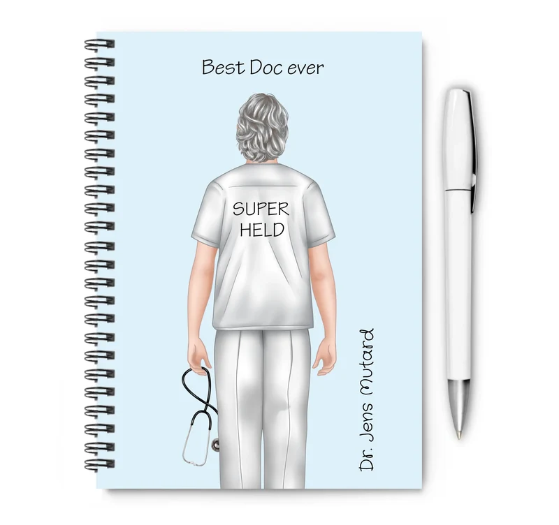 Personalisierter Collegeblock / Notizblock - Superheld Arzt, Krankenpfleger - Danke Geschenk