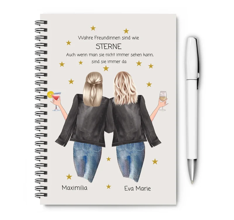 Personalisiertes Geburtstagsgeschenk beste Freundin - Collageblock - Wahre Freunde sind wie Sterne