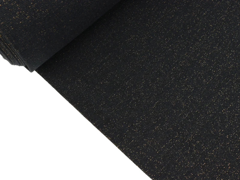 Reststück 9cm - Glatte Bündchenware navy mit goldfarbenem Glitzer