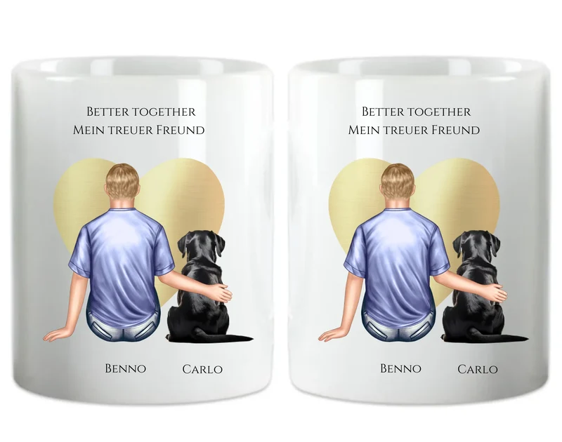 Geschenk Mann mit Hund Tasse personalisiert - Geburtstagsgeschenk Geschenk Hundebesitzer Weihnachtsgeschenk