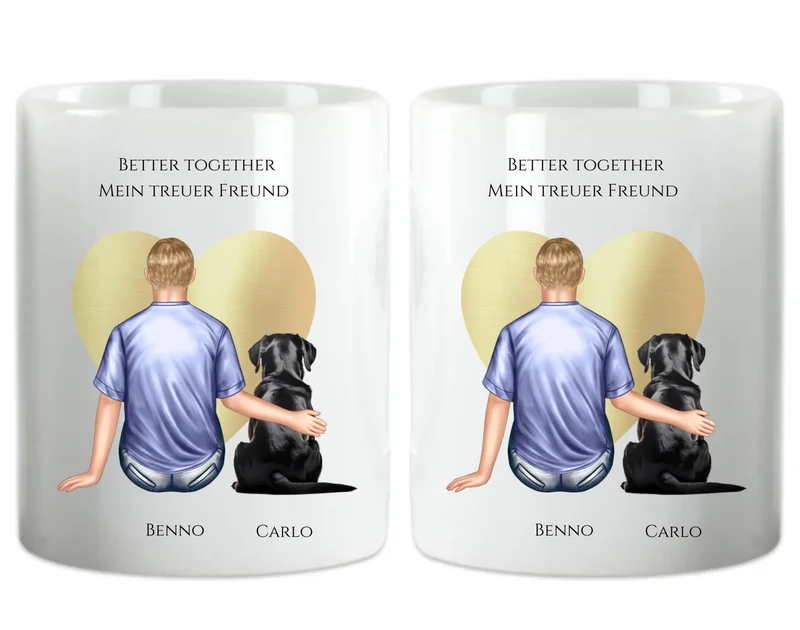 Geschenk Mann mit Hund Tasse personalisiert - Geburtstagsgeschenk Geschenk Hundebesitzer Weihnachtsgeschenk