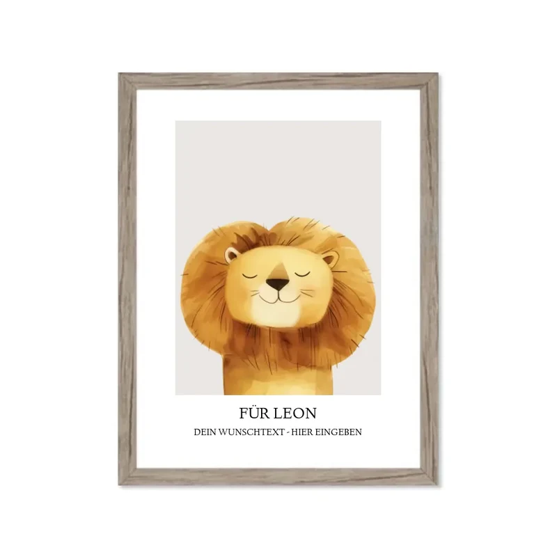 Personalisiertes Kinderposter "verschiedene Tiere" mit Namen, Kinderzimmerbild