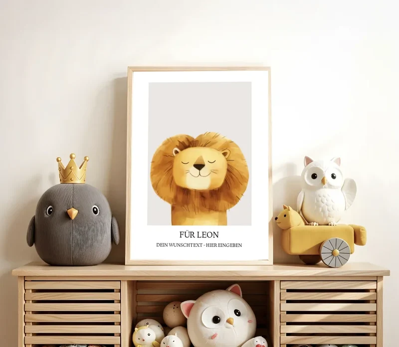 Personalisiertes Kinderposter "verschiedene Tiere" mit Namen, Kinderzimmerbild